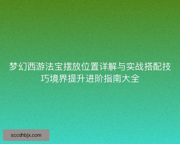 梦幻西游法宝摆放位置详解与实战搭配技巧境界提升进阶指南大全